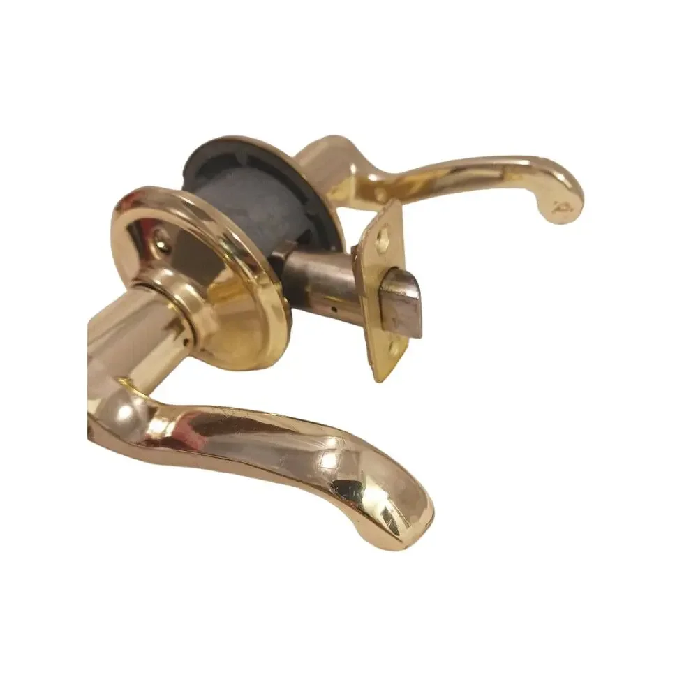 Schlage Brass DOOR KNOB‎ Bed Bath GOLD FRENCH Lever Push Button Lock Vintage
